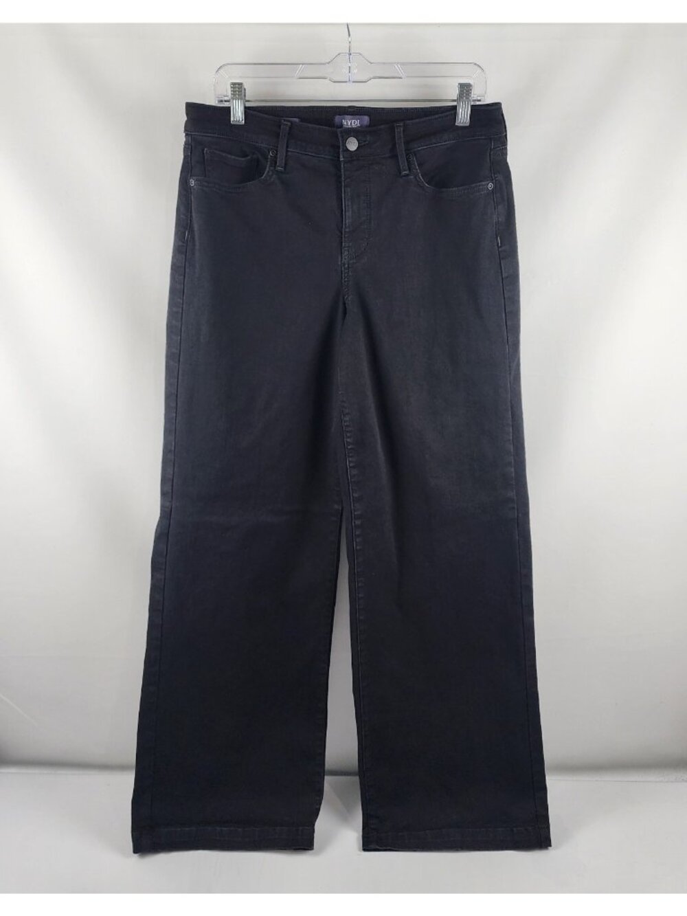 NYDJ Jeans Womens 10 Black Teresa Wide Leg Denim (31x32)